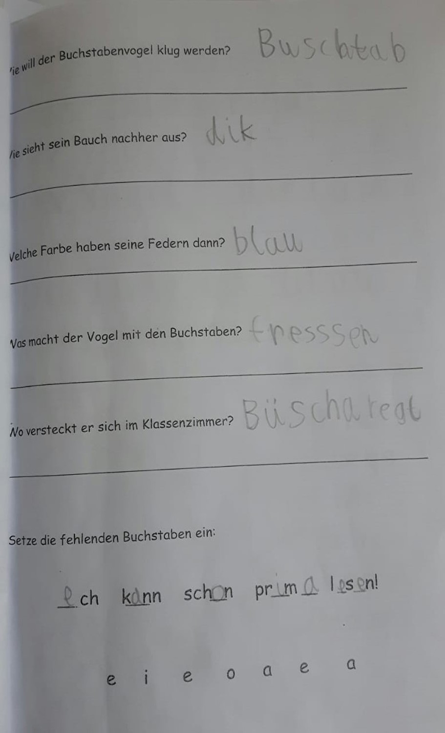 Der Buchstabenvogel In Der Hausaufgabenhilfe Mai 2018