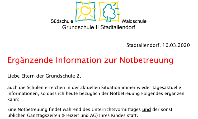 Informationen Notbetreuung mittel 1