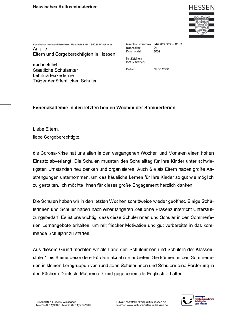 Elternbrief Ferienakademie 1